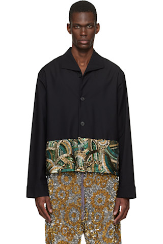 Dries Van Noten: ブラック スパンコール シャツ | SSENSE 日本