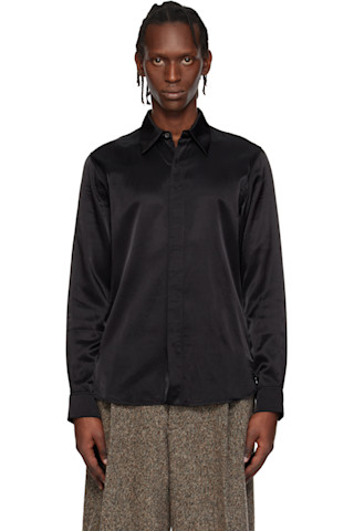 Dries Van Noten: Black Satin Shirt | SSENSE
