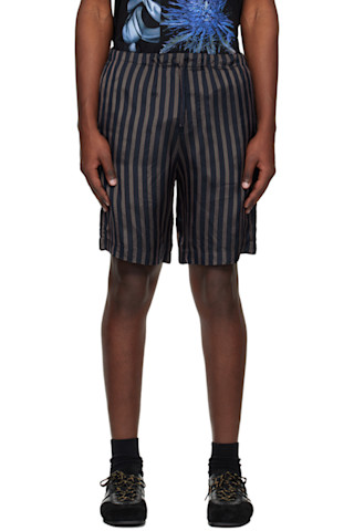 Dries Van Noten: ネイビー キュプラ ショートパンツ | SSENSE 日本