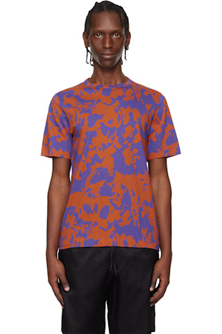 Dries Van Noten: オレンジ＆パープル Fitted コットン Tシャツ