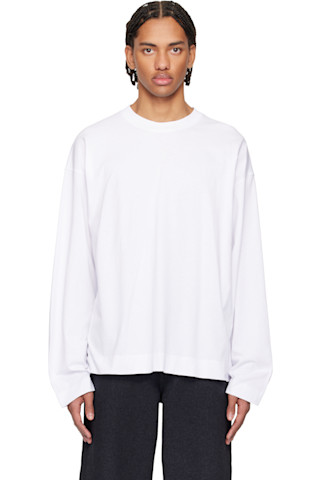 Dries Van Noten: ホワイト ドロップショルダー Tシャツ | SSENSE 日本