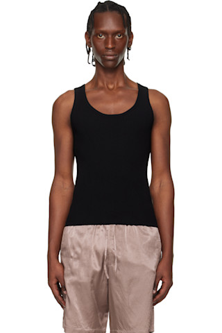 Dries Van Noten: ブラック リブ ニット タンクトップ | SSENSE 日本
