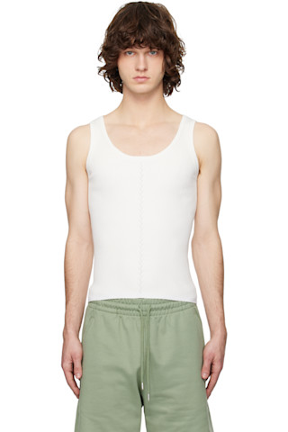 Dries Van Noten: ホワイト リブ タンクトップ | SSENSE 日本