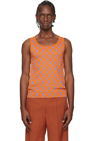 Dries Van Noten: Orange & Purple Jacquard Tank Top | SSENSE