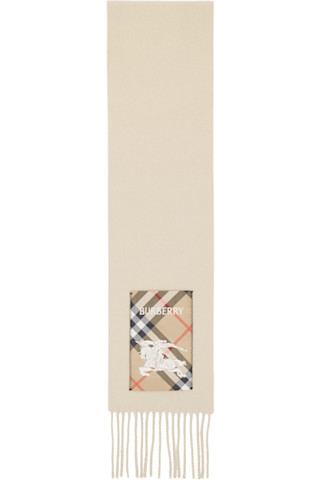 Burberry: ベージュ Check Label カシミヤ マフラー | SSENSE 日本