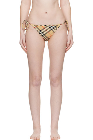 Burberry: ベージュ チェック ビキニボトム | SSENSE 日本