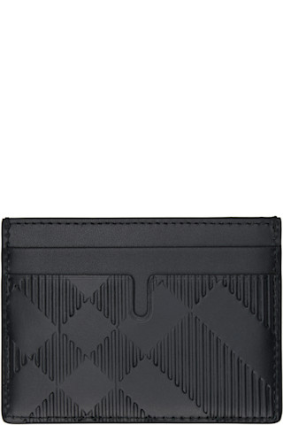 Burberry: ブラック エンボス チェック カードケース | SSENSE 日本