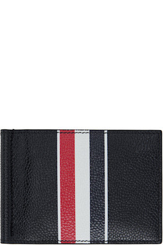 Thom Browne: ブラック RWB Stripe マネークリップ ウォレット