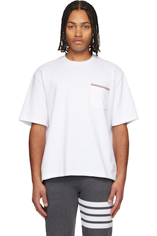 Thom Browne: ホワイト Milano コットン オーバーサイズ ポケットT