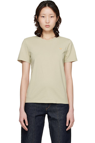 Maison Kitsuné: Beige Baby Fox Regular T-shirt | SSENSE