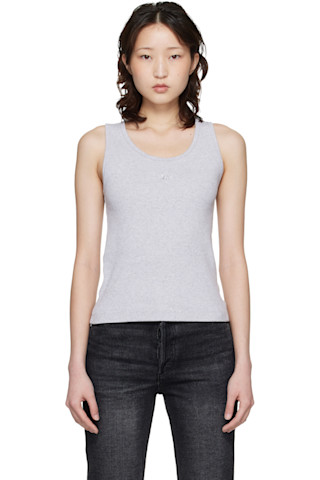 MAISON KITSUNÉ グレー タンクトップ XS Maison Kitsunéのグレー ベビーフォックス リブタンクトップがセール中
