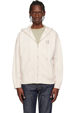 Pink Fox Head Zipped Oversize Hoodie by Maison Kitsuné on Sale
