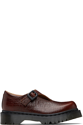 Dr. Martens: バーガンディ Regina メリージェーン シューズ | SSENSE 日本