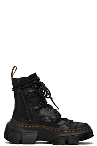 Dr. Martens: Black DMXL 8-Eye Leather Boots | SSENSE Canada