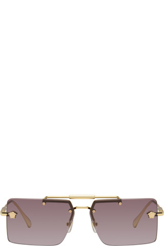 VERSACE ヴェルサーチ サングラス リムレス ゴールド 58□13 135