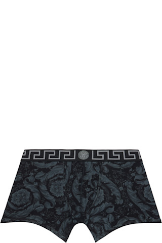 Versace: ブラック＆グレー プリント ジャカード コットンジャージ