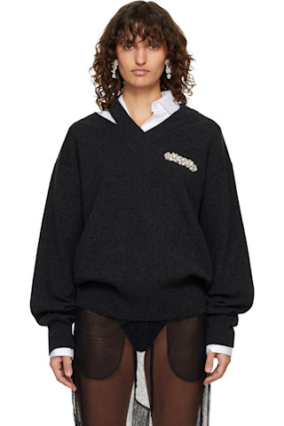Simone Rocha: Gray Merino Seam Bite Sweater | SSENSE