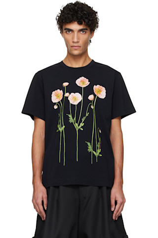 Simone Rocha: Black Poppy Field T-shirt | SSENSE