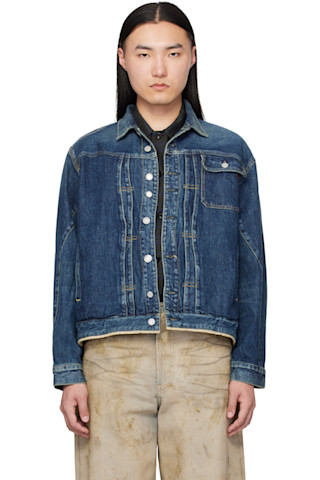 Navy UC1F4204-1 Denim Jacket by UNDERCOVER on Sale