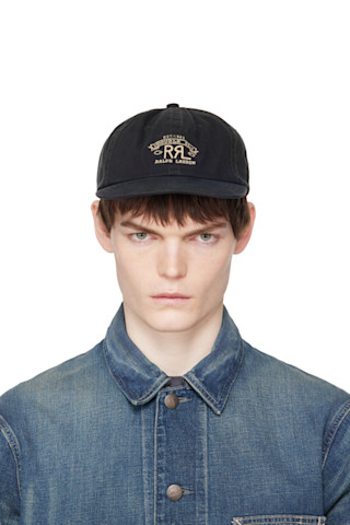 RRL: Black Ranch Logo Twill Ball Cap | SSENSE