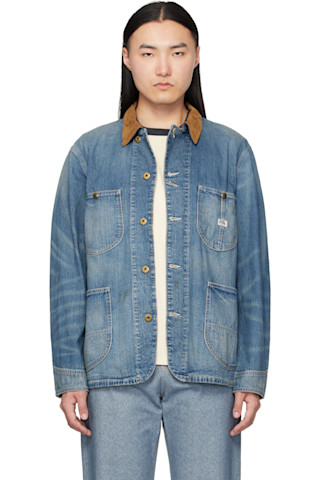 RRL: ブルー Corduroy-Collar インディゴ デニムジャケット | SSENSE 日本