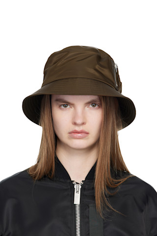 sacai: ブラウン Single Brim Pocket バケットハット | SSENSE 日本