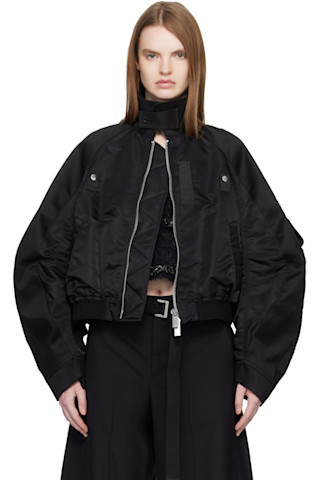 【限定価格】sacai bomber jacket ※お早目にどうぞ sacai: Black Cotton Chino & Nylon Twill Bomber Jacket | SSENSE Canada