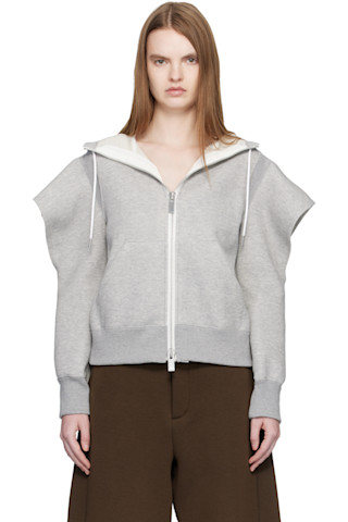 sacai: グレー Sponge Sweat フーディ | SSENSE 日本