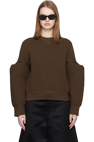 sacai: Brown Sponge Sweat Pullover Sweatshirt | SSENSE