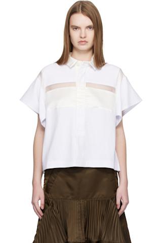 sacai: ホワイト Cotton Jersey ポロシャツ | SSENSE 日本