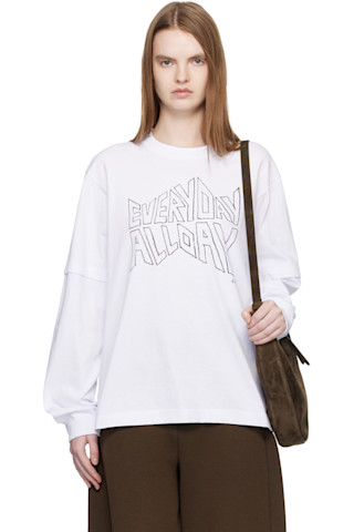 sacai: ホワイト 'geoff sacai' プリント 長袖Tシャツ | SSENSE 日本
