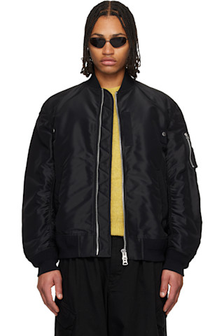 sacai: Black Nylon Twill Blouson Bomber Jacket | SSENSE Canada