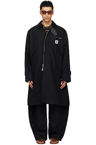 sacai: ブラック Carhartt WIPエディション Duck コート | SSENSE 日本