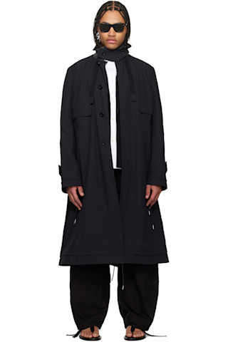 sacai: ブラック Weathercloth コート | SSENSE 日本