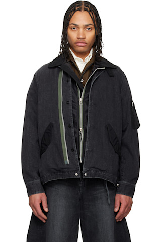 奥*雄様 sacai nylon denim jacket ツイルブルゾン sacai: Black Nylon Twill Denim Jacket | SSENSE