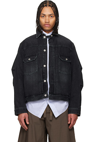 SANKAKKEI（サンカッケイ）ジージャン風黒ジャケット sacai: ブラック フェード デニムジャケット | SSENSE 日本