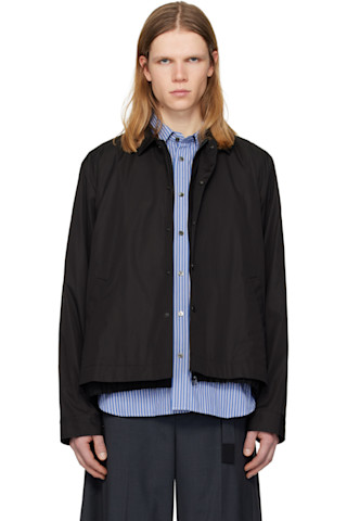 sacai: ブラック ポプリン ジャケット | SSENSE 日本 sacai: ブラック ポプリン ジャケット | SSENSE 日本
