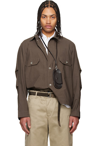 sacai: Khaki Cotton Typewriter Jacket | SSENSE