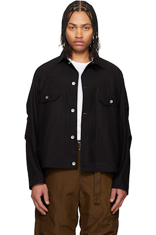sacai: Black Cotton Typewriter Jacket | SSENSE