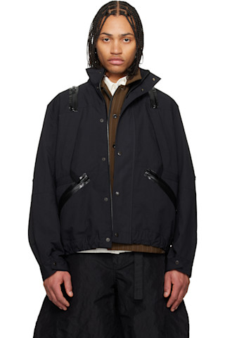 sacai: ブラック ウェザークロス ジャケット | SSENSE 日本