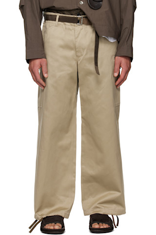 sacai: タン Cotton Chino x Nylon Twill カーゴパンツ | SSENSE 日本