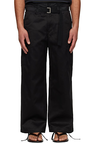 sacai: Black Cotton Chino & Nylon Twill Cargo Pants | SSENSE