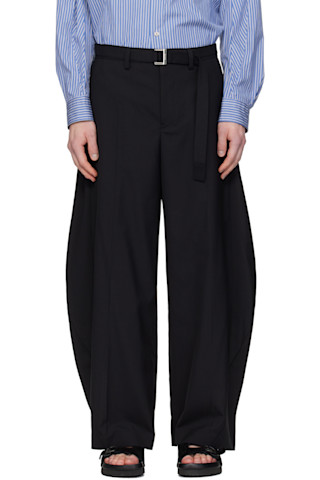23aw sacai トラウザー　 スラックス RIER オーラリー sacai: ブラック Suiting トラウザーズ | SSENSE 日本