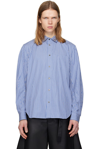 sacai: Blue Poplin Shirt | SSENSE