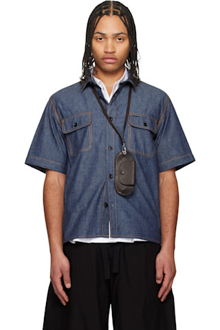 と*ろ様 サカイ　デニムシャツ　ブルー sacai: ブルー Light Weight デニムシャツ | SSENSE 日本