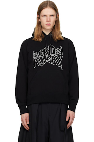 sacaiプリーツデザイン トップス sacai: ブラック 'geoff sacai' プリント フーディ | SSENSE 日本