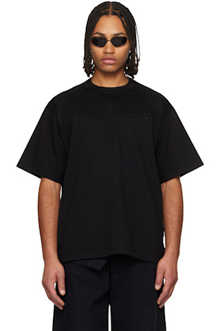 sacai: ブラック コットンジャージ Tシャツ | SSENSE 日本