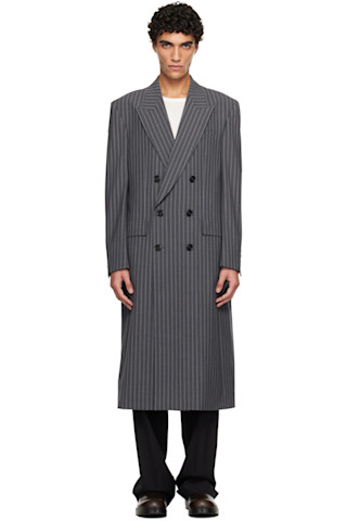 Sunflower: Gray DB Coat | SSENSE