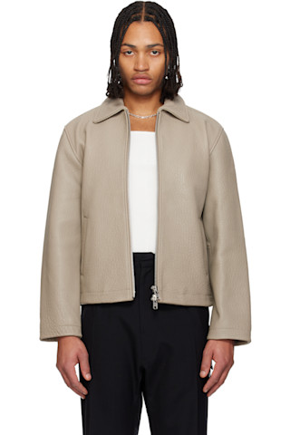 Sunflower: トープ ショート レザージャケット | SSENSE 日本