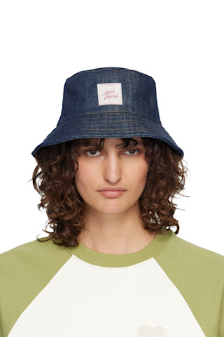 ami バケットハット Navy Topstitchings Denim Bucket Hat by AMI Paris on Sale
